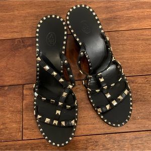 ASH size eu 41/us 9.5 black & gold studded sandals rockstud inspired